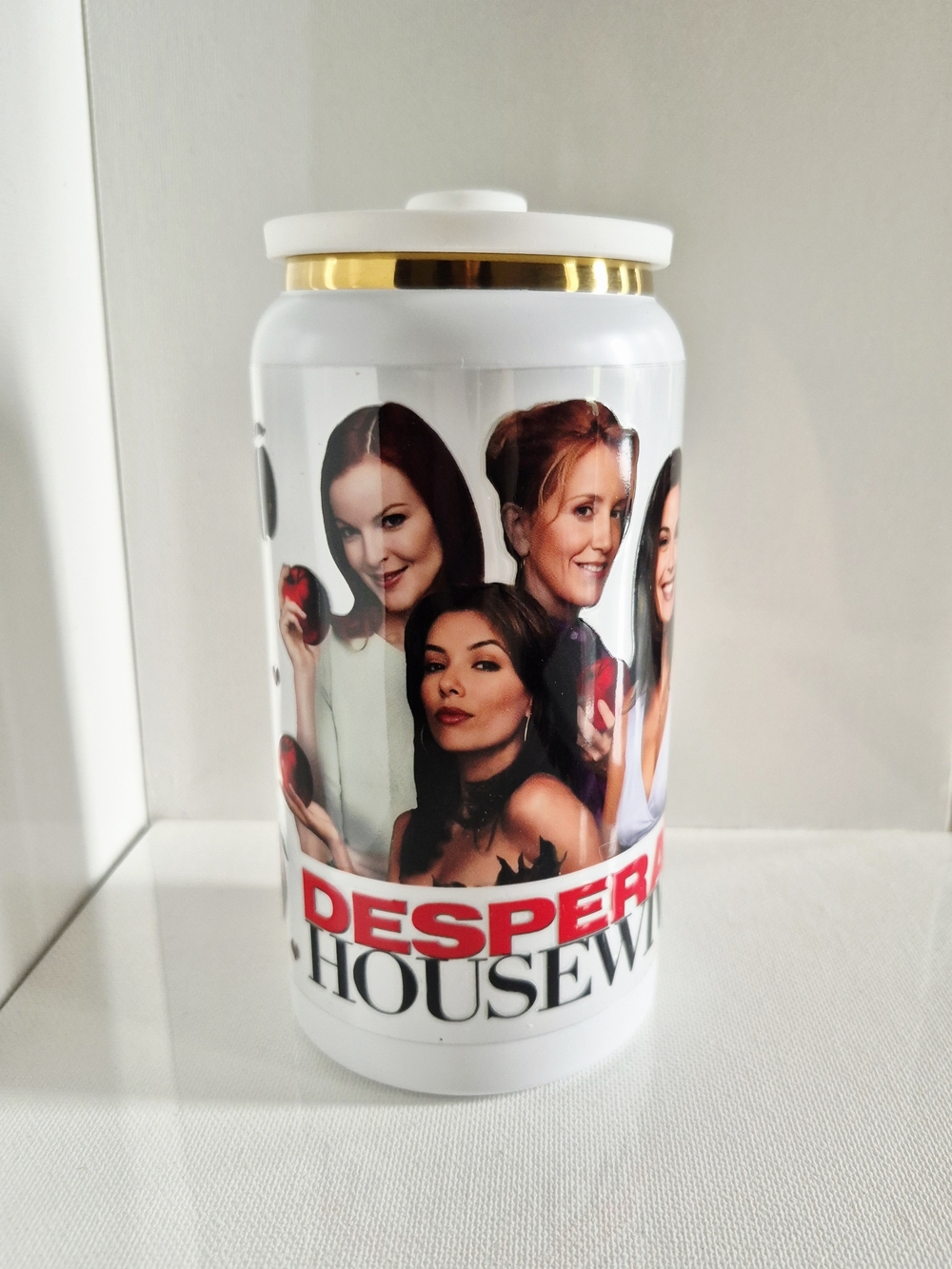 Desperate Housewives White Gold Steel 16oz Beverage Bottle Tumbler Made-to-order